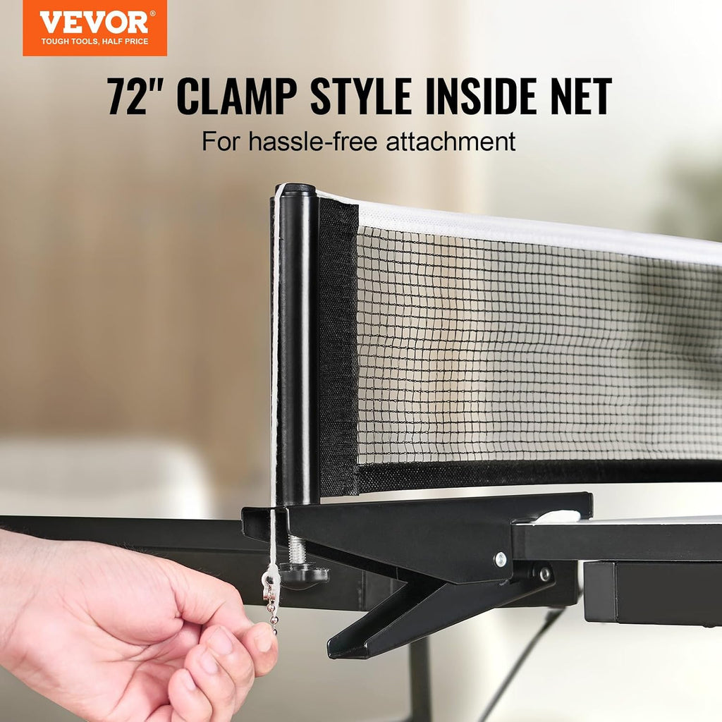 VEVOR Ping Pong Table, Professional Table Tennis Game, Indoor MDF Portable Table Tennis Table, Foldable Ping Pong Table with Quick Clamp Net and Lockable Wheel, 10 Minute Easy Assembly, 25mm Tabletops