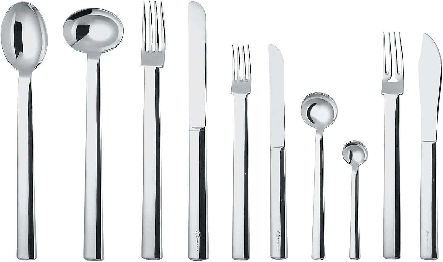Alessi 'Rundes Modell' Mocha Coffee Spoons in 18/10 Stainless Steel Mirror Polished (Set of 6), Silver