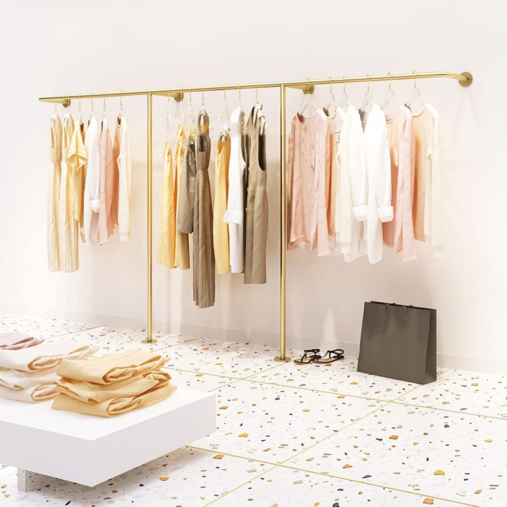 Household Retail Store Wall-Ceiling Mounted Clothes Rack,Creative Golden Boutique Clothing Store Clothes Rack,Multi-Purpose Closet Storage Clothes Rail/25(350cm