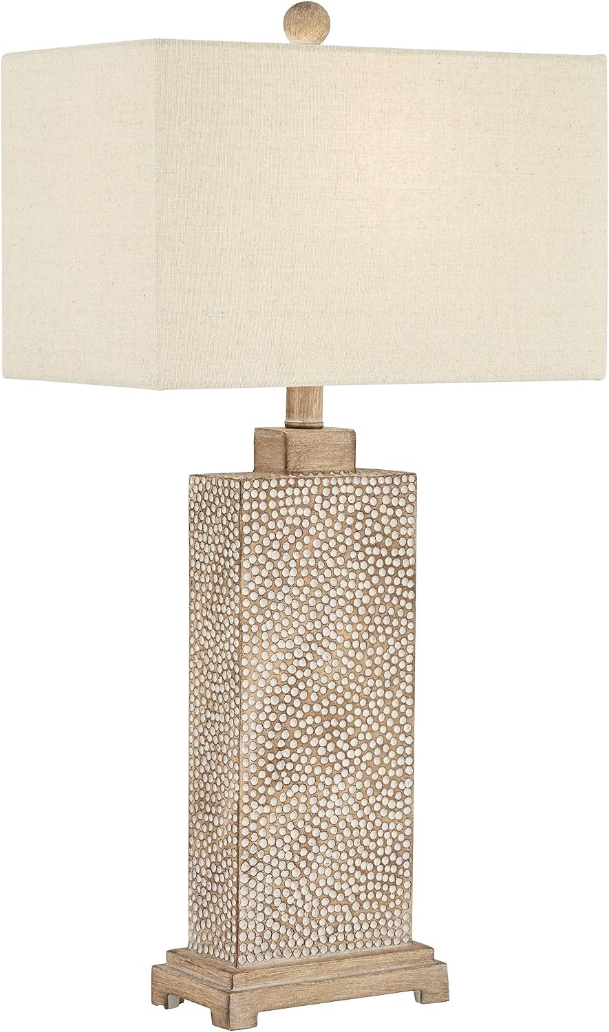 360 Lighting Caldwell Rustic Farmhouse Table Lamps 26 3/4' Tall Set of 2 Earth Tone Faux Wood Hammered Oatmeal Fabric Rectangular Shade for Bedroom Living Room House Home Bedside Nightstand