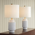 360 Lighting Hobnail 22 1/2' High Small Modern Accent 3-Way Table Lamps Set of 2 White Ceramic Fabric Shade Living Room Bedroom Bedside Nightstand House Office Home Reading Kitchen Entryway Console