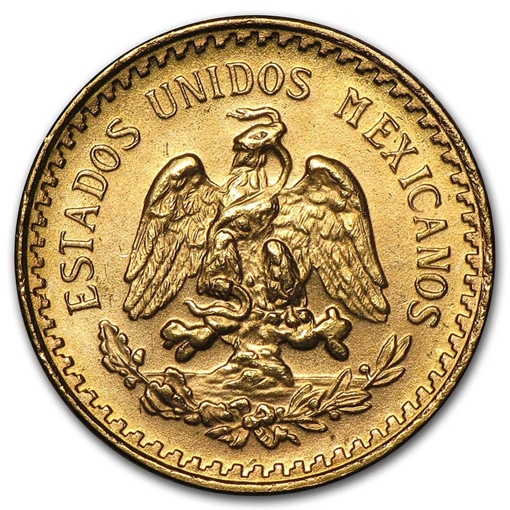 1918-1948 (Random Year) Mexican 1/4 Hidalgo Gold 2.5 Pesos Coin Brilliant Uncirculated with Certificate of Authenticity - Moneda de Oro Puro 2.5 MX BU