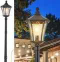 Outdoor Lamp Post Lights with Outlet, Dusk to Dawn Pole Lamp with Patterned Glass, Aluminum Waterproof Outside Street Light with Plug, Hardwired Black Light Pole for Backyard, Garden, Driveway