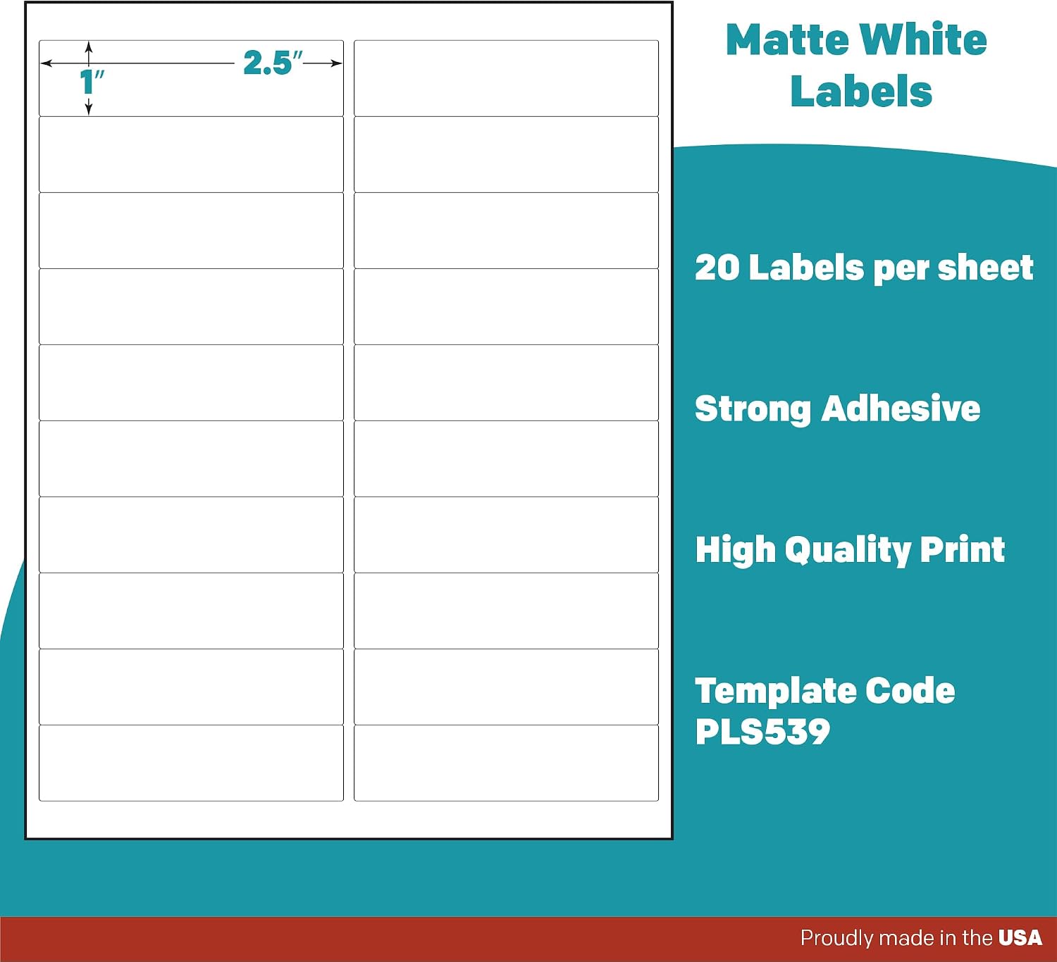 Premium Label Supply White Sticker Address Labels – 4' x 1' – Laser/Inkjet Compatible – (20 per Sheet), 2000 Sheets – 40,000 Total Adhesive Labels