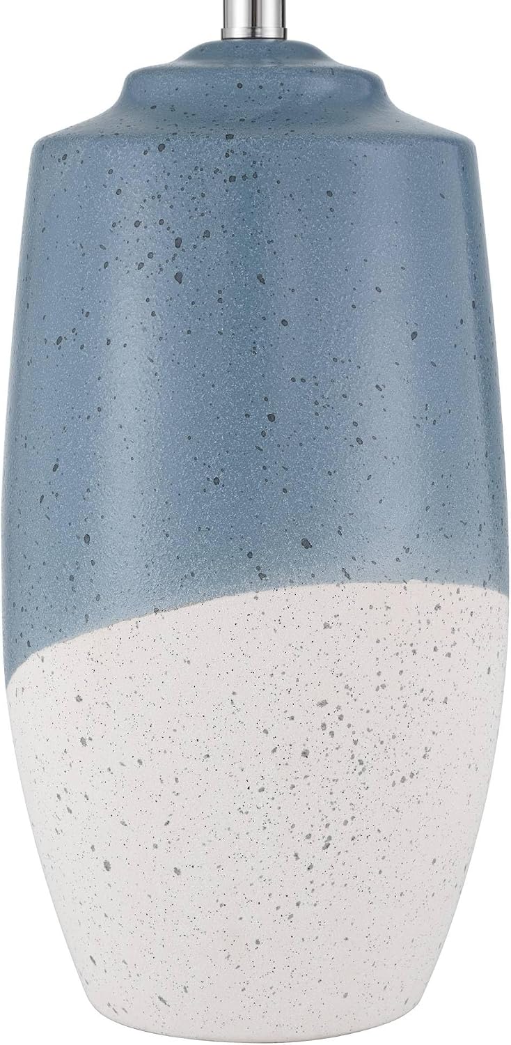 360 Lighting Aegean 28' Tall Coastal Modern Table Lamps Set of 2 Blue White Finish Ceramic Linen Beige Shade Living Room Bedroom Bedside Nightstand House Office Family Reading Kitchen Entryway