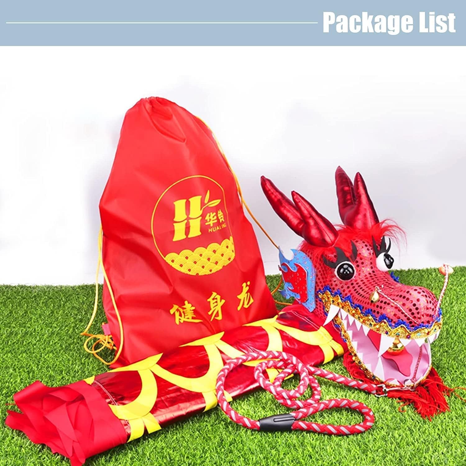 NOLLAM Outdoor 3D Colorful Dragon Poi 8m/10m Chinese Folk Silk-Like Flowy Shaking & Flinging Outdoor Flinging Fitness Dragon Dance Wu Long Ribbon Streamer Wu Long