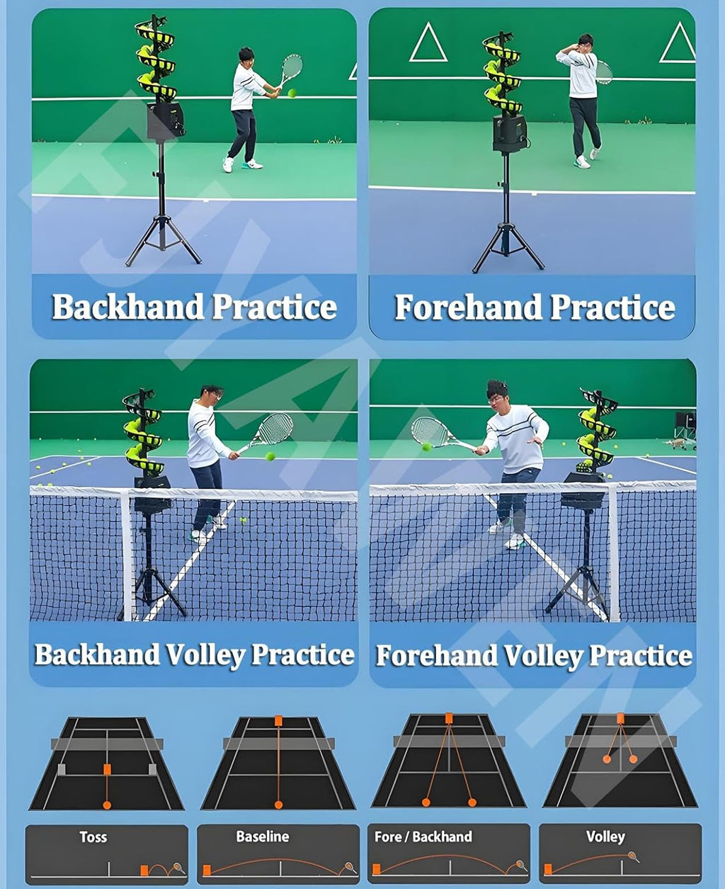 Remote Control Tennis Ball Machine, Portable Tennis Ball Tosser with Triangular Base, 33 Ball, for Self-Play Ball Launcher Beginners, Kids, Coaches, Home-Court