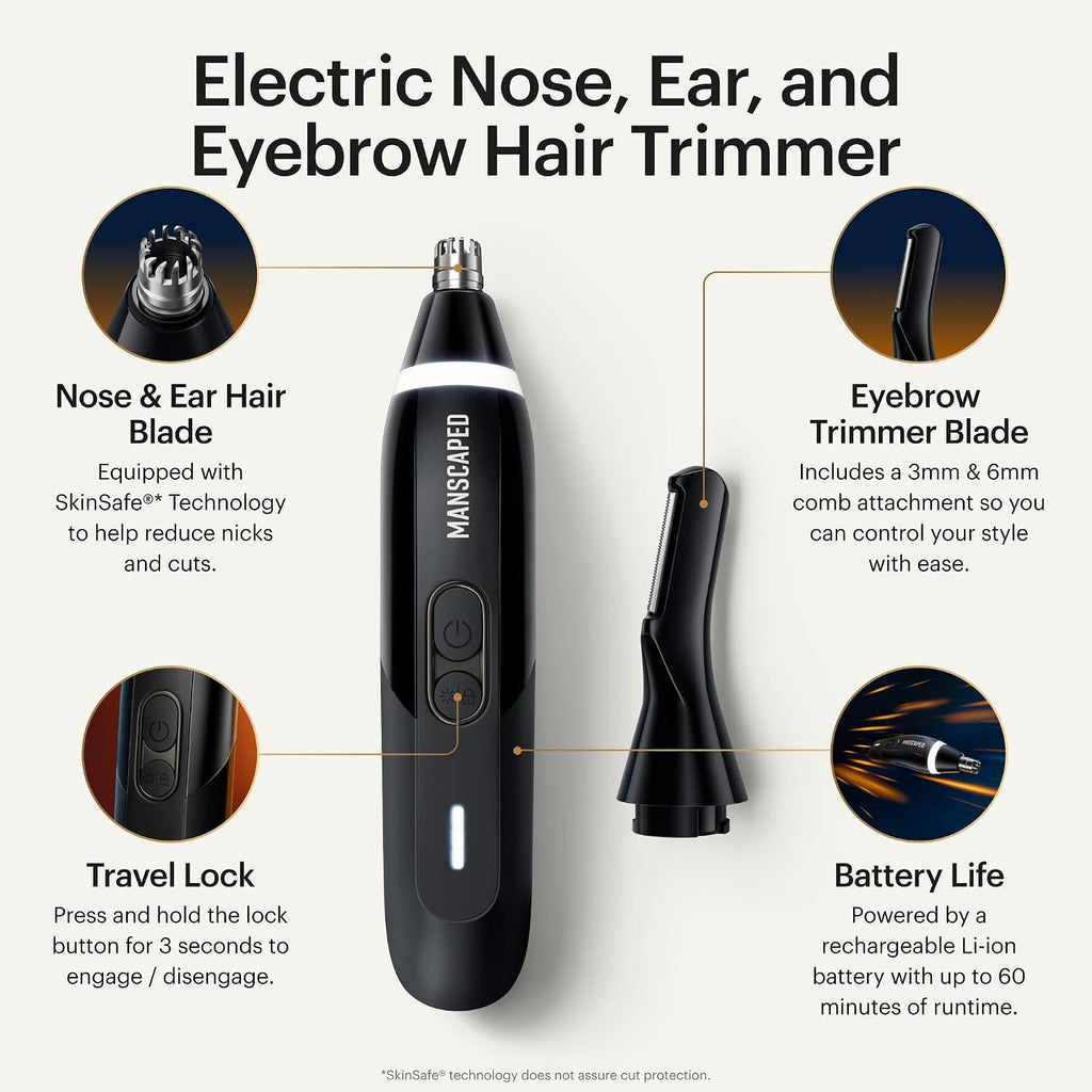 MANSCAPED® Dome Shaver™ PRO Head Shaver for Bald Men & Weed Whacker® 3.0 PRO Dual-Blade Nose, Ear & Eyebrow Hair Trimmer – SkinSafe® & FlexAdjust Technology, Travel Locks, Waterproof