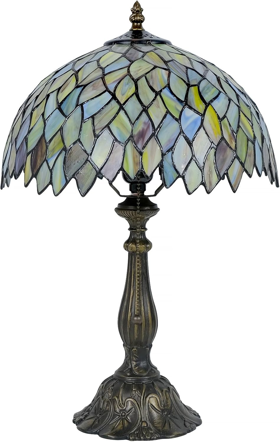 Tiffany Style Table Lamp Vintage Stained Glass Desk Lamp Mable Gradient Green Wisteria Bedside Reading Light Decor Bedroom Living Room Home Office D12 xH18