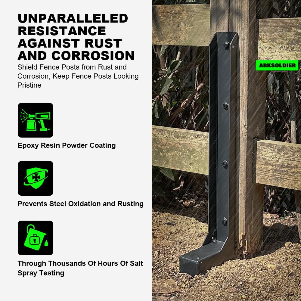 Fence Post Repair Kit - One-Piece Steel Anchors & Stakes to Quick Fix Broken/Leaning 4x4/6x6 Wood Posts Support (Thickened 11-Gauge, 4-Pack)