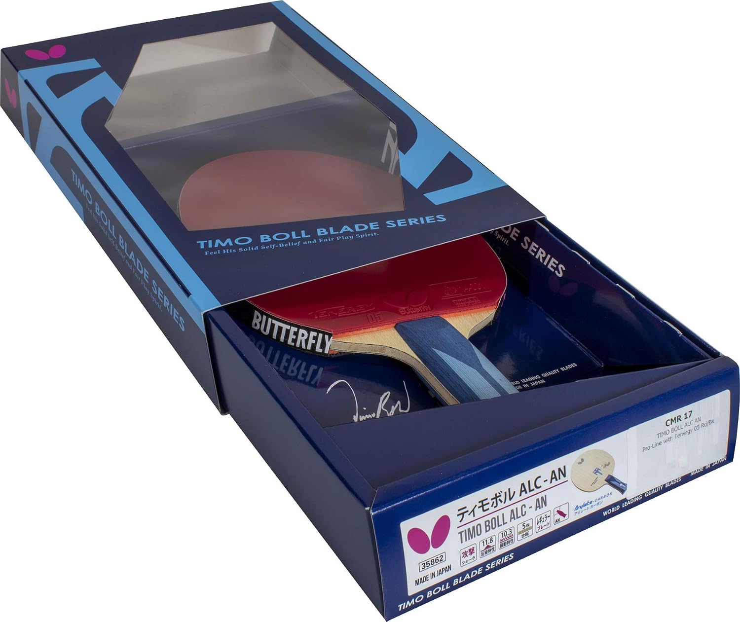 Butterfly Timo Boll ALC Blade & Tenergy 05 Rubber Shakehand Table Tennis Racket - Pro-Line Series - Comprised of Our Most Popular Blade and Rubbers - Recommended for Aspiring Professional Players