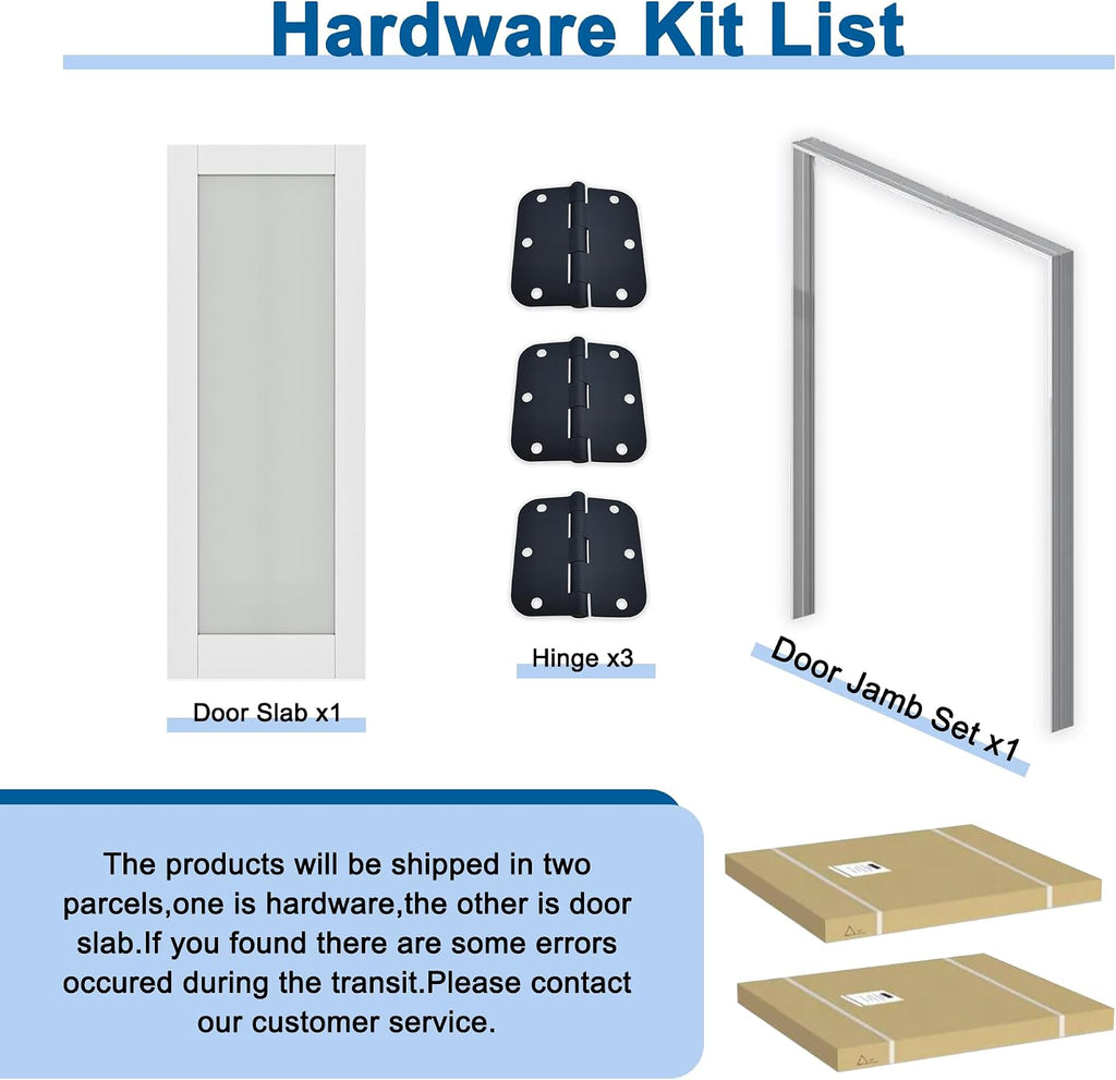 28' x 80' Prehung Door White Primed Panel Slab Doors with Jamb Kit, Solid Core MDF Interior Door for Bathroom Pantry Laundry, Easy Assemble - Right Handed