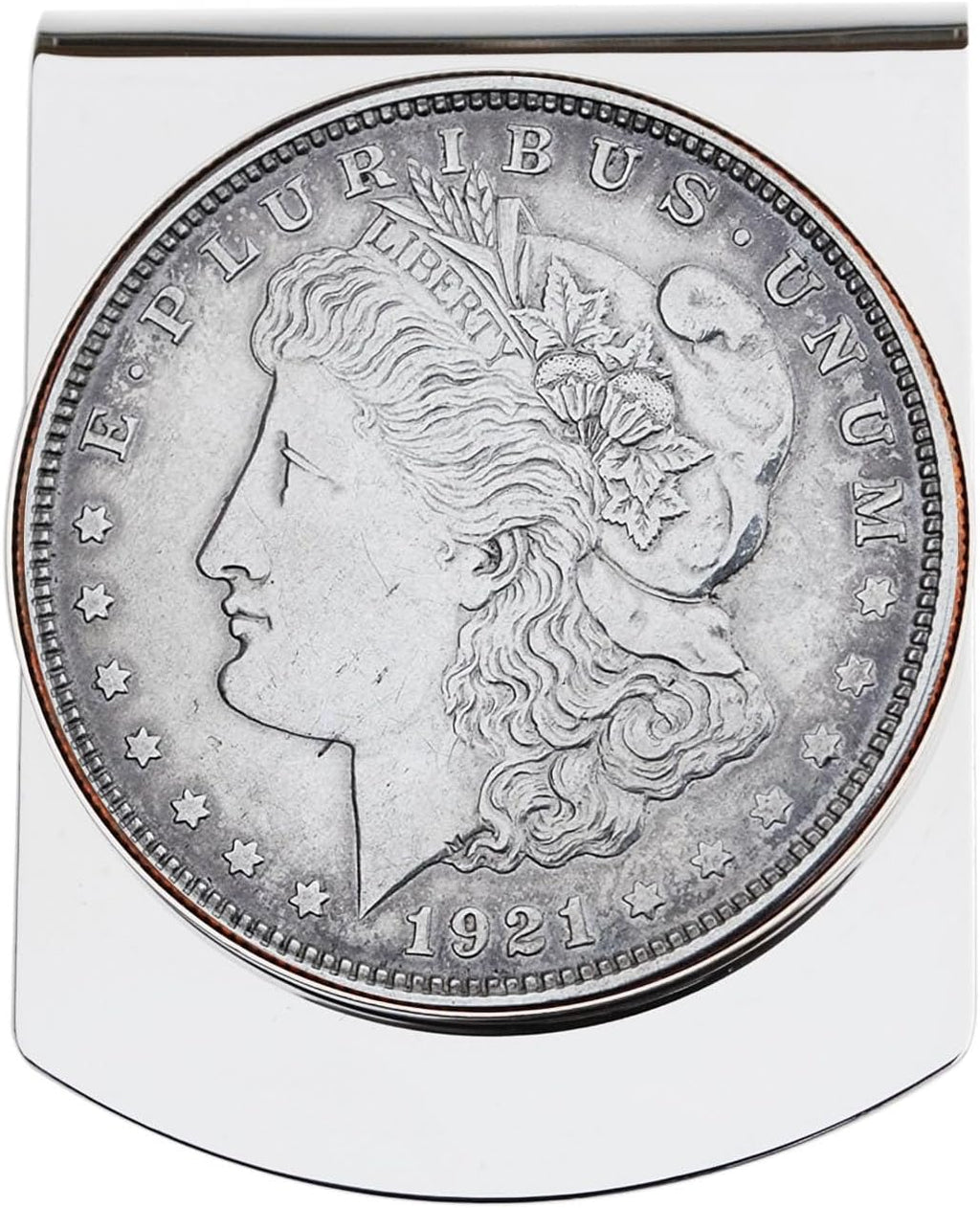 US 1921 Morgan Dollar 90% Silver Coin Stainless Steel Large Money Clip NEW - Wide Design