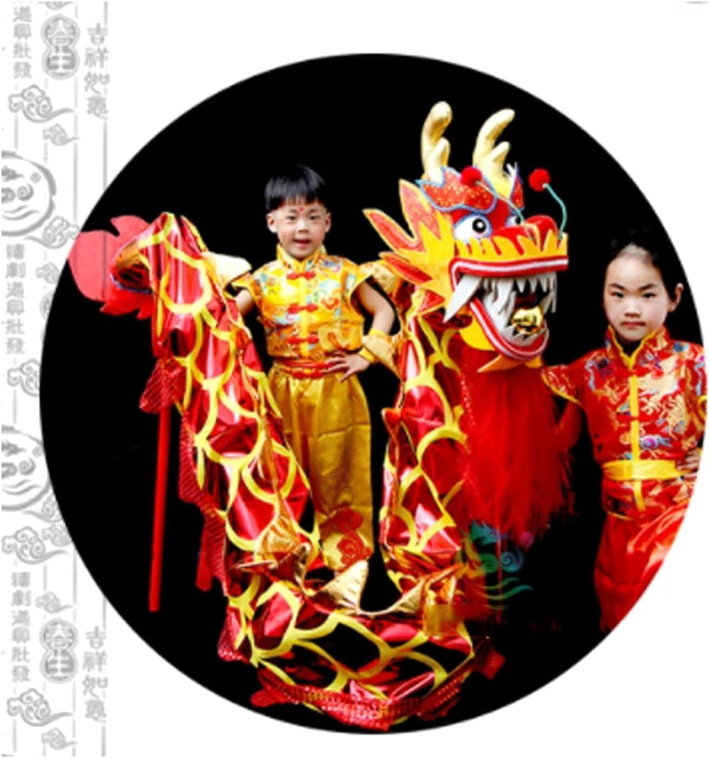 Traditional Dragon Lion Dance 5m/16.4ft Lion Dance Chinese Dragon Ribbon Streamer Silk for 6 Players Mascot Props Chinese New Year(Yellow)