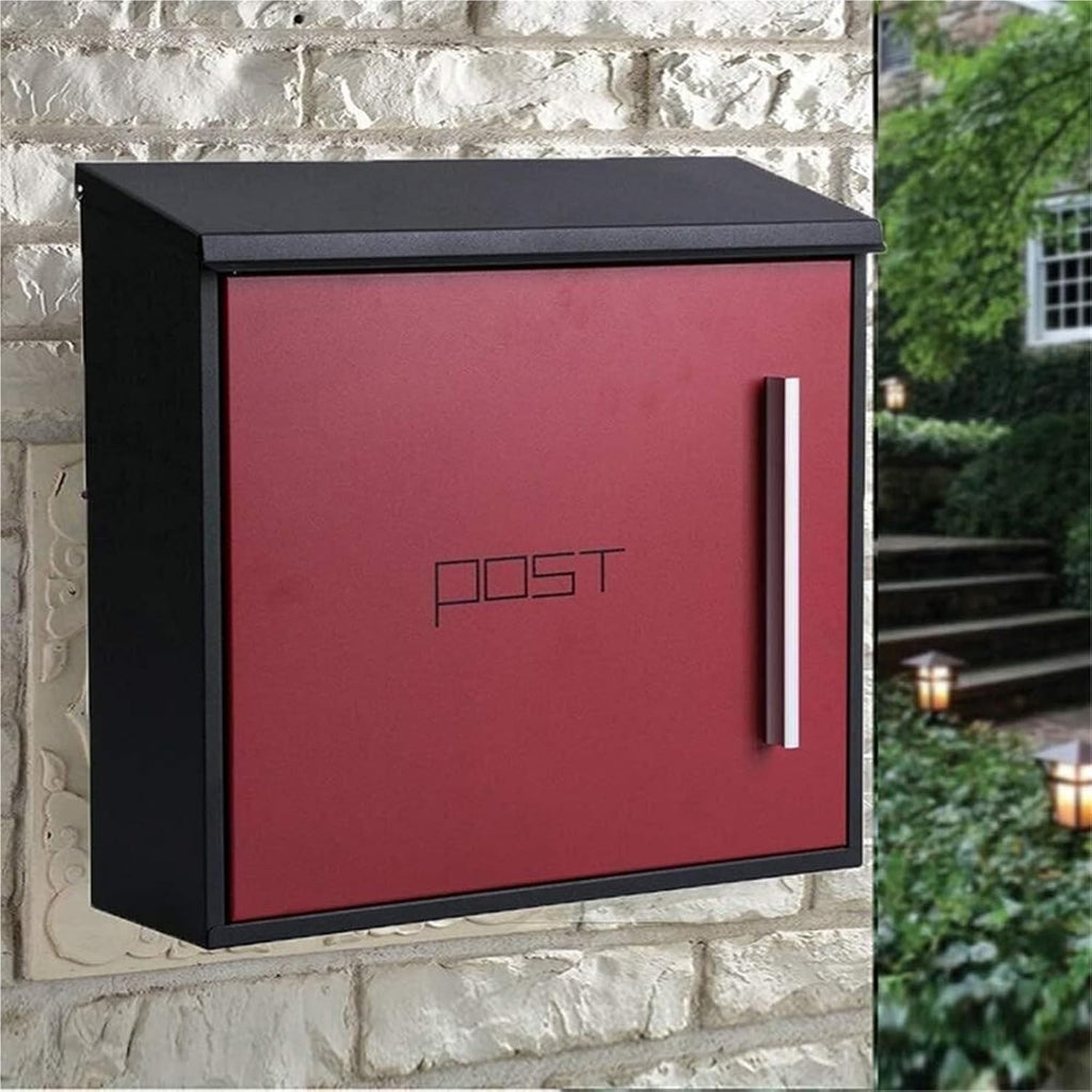 Mailboxes for Outside Wall Mount Letterboxes Letter Box Outdoor Suggestion Lockable Weatherproof Outside Postbox Mail Box(Red)