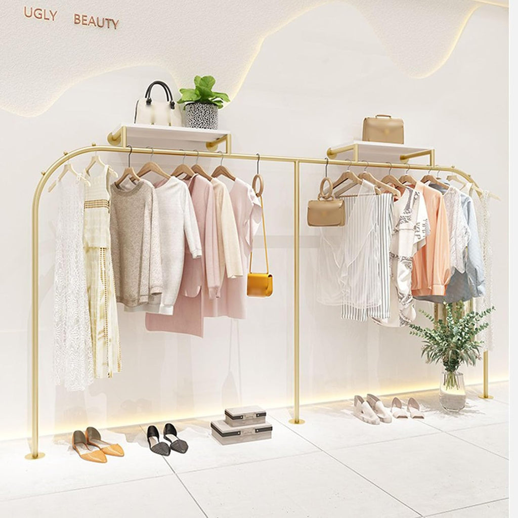 Creative Display Garment Racks in Boutique Clothing Stores, Heavy Duty Wall Mounted Gold Iron Garment Bar, Retail Display Rack Closet Storage Clothes Organizer, M(Length 400cm