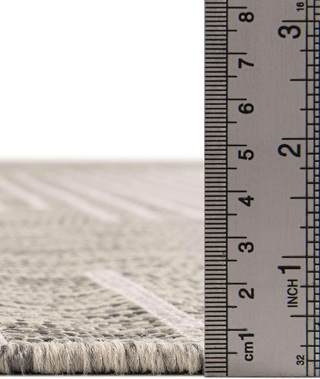 Unique Loom Outdoor Modern Collection Area Rug - Tambor (7' 1' Square, Gray/ Ivory)
