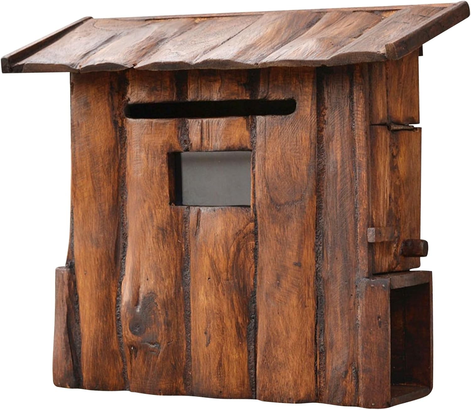 Wooden Wall-Mount Mailboxes, Vintage Cabin Mailbox, Hanging Post Box for Outside, Large Rainproof Suggestion Box Home Decor 15 x 7 x 14 Inch