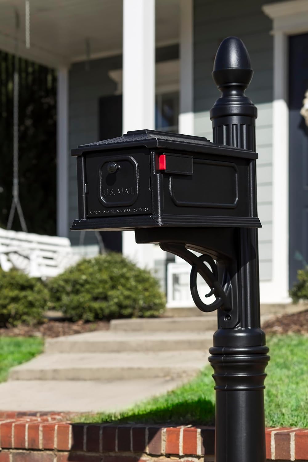 Architectural Mailboxes Stratford Plastic Mailbox and Post Kit, SC000BAM, Black, Medium Capacity & Hy-Ko Products MM-5N Self Adhesive Vinyl Numbers 3' High, Black & Gold, 26 Pieces