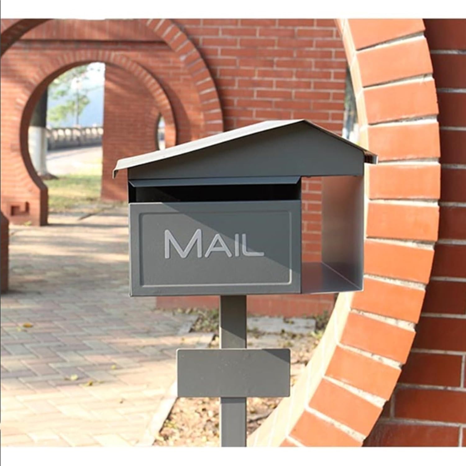Post Mounted Mailbox Metal Drop Box Letter Delivery Box Post Office Box with Stand Outdoor Floor Curbside Mailbox Newspaper Box