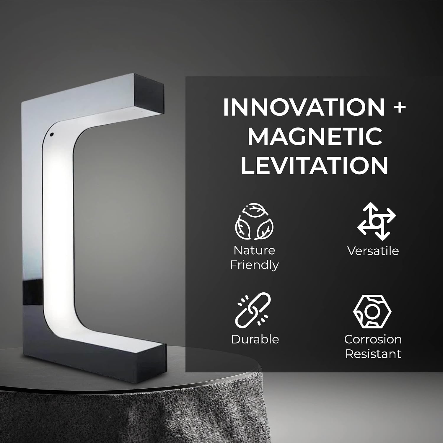 Ozarke Floating Levitating Shoe Display Unique Sneaker Table Lamp with Magnetic Levitation 360-Degree Rotation for Bedroom Bedside, Living Room & Home Office - Black