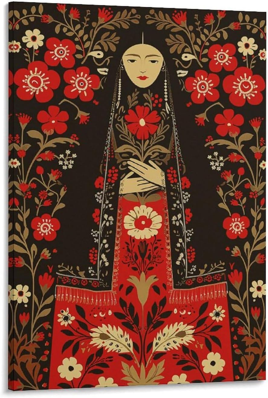 Polish Posters Polish Women, Folk Art Wall Decor, Traditional Design, Slavic Home Decor, Eastern European Artwork (5) Canvas Poster Bedroom Decor Office Room Decor Gift Frame-style 24x36inch(60x90cm)