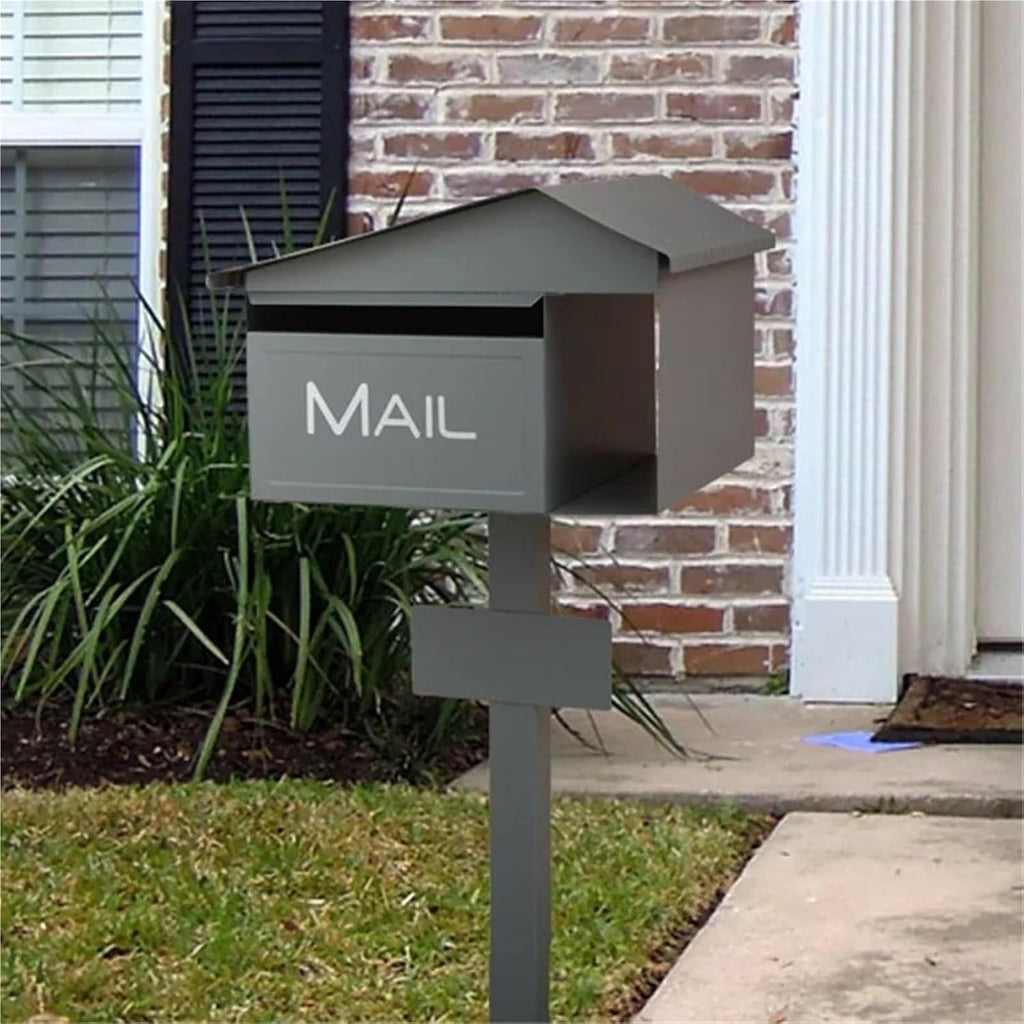 Post Mounted Mailbox Metal Drop Box Letter Delivery Box Post Office Box with Stand Outdoor Floor Curbside Mailbox Newspaper Box