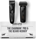 MANSCAPED® The Chairman™ PRO Men's Electric Foil Face Shaver & The Beard Hedger® Men's Beard Trimmer, 20 Length Adjustable Blade Wheel, Stainless Steel T-Blade for Precision Facial Hair Trimming