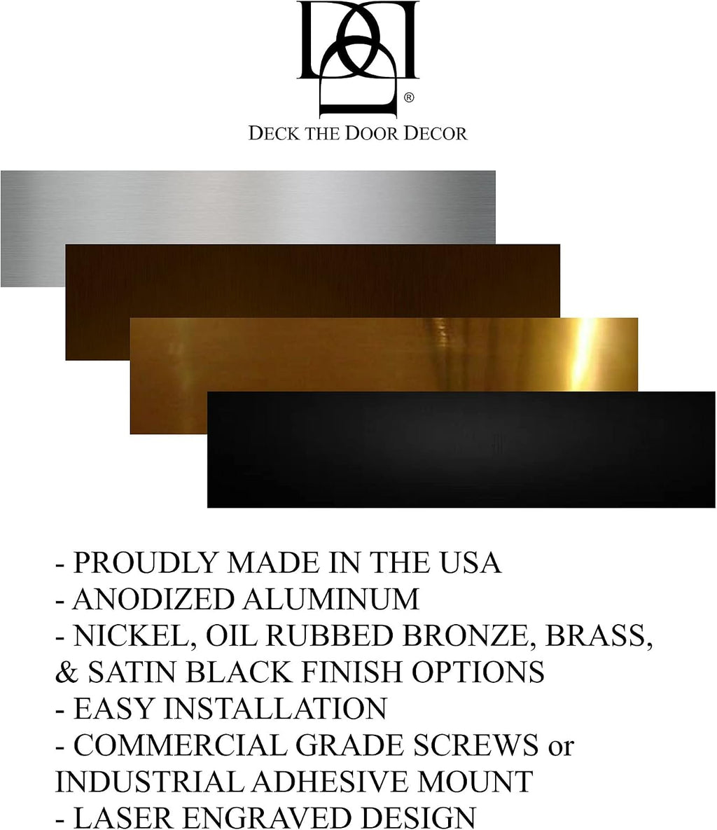 Engraved Door Kick Plate - 'UTILITARIAN' Monogram - Industrial 3M Self-Adhesive Mount - Personalized Artisan Kickplate for Doors (8x32', Oil Rubbed Bronze)