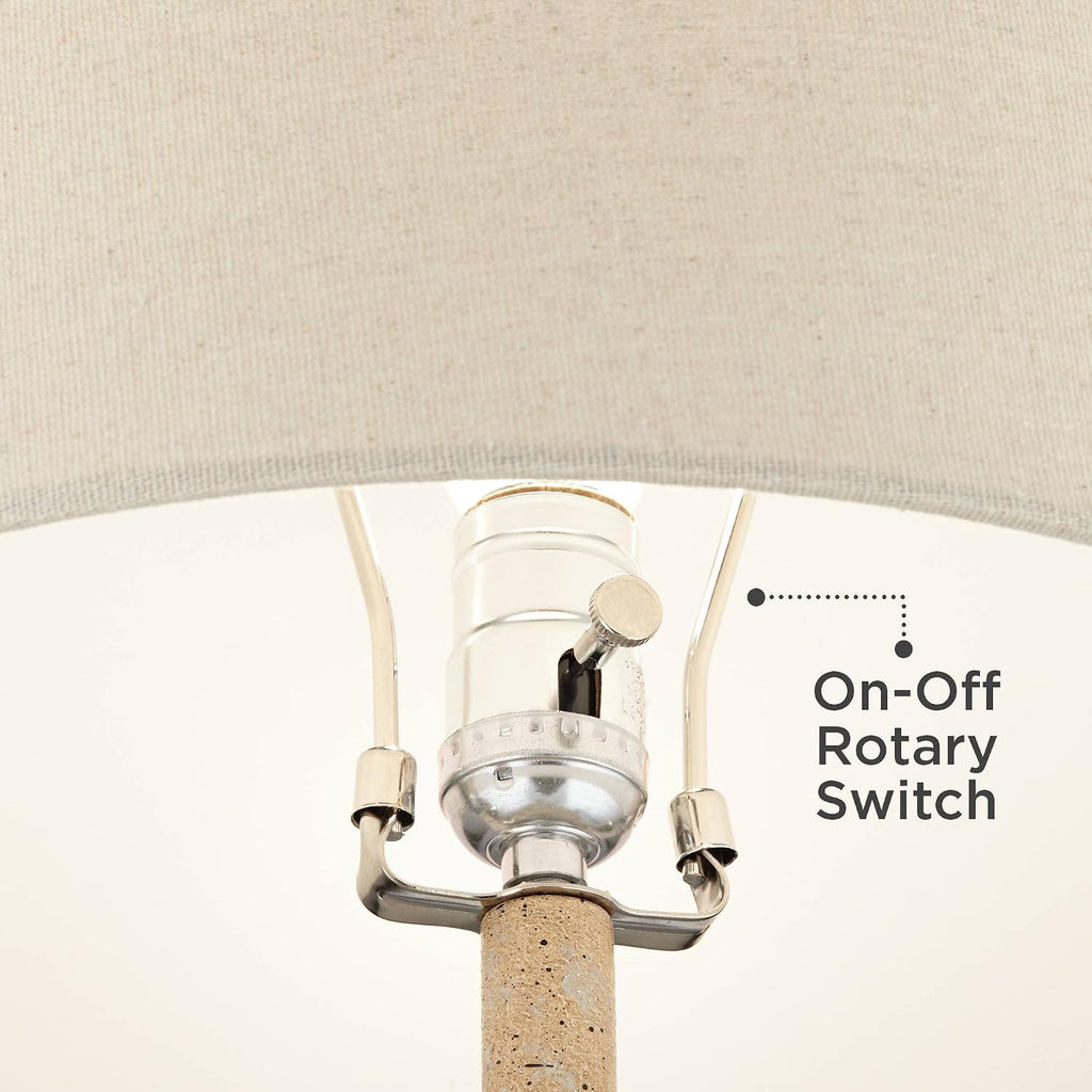 360 Lighting Cozumel 26 3/4' Tall Geometric Rustic Mid Century Modern Coastal Table Lamps Set of 2 Beige Living Room Bedroom Bedside Nightstand House Office Home Reading Off-White Shade