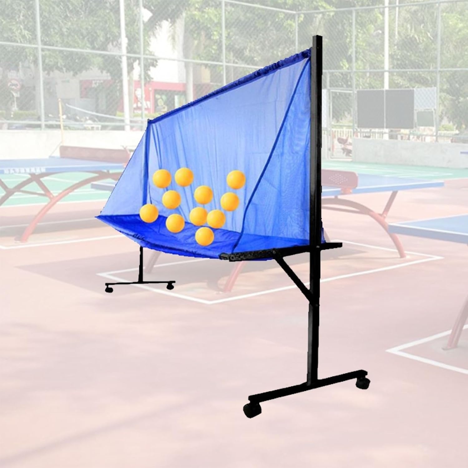 Rolling Table Tennis Catch Net, Adults & Kids Training Tool for Multi Ball Drills, Ping Pong Recycle Catcher Equipment for Indoor Outdoor Serve Practice & Family Leisure, Metal Frame