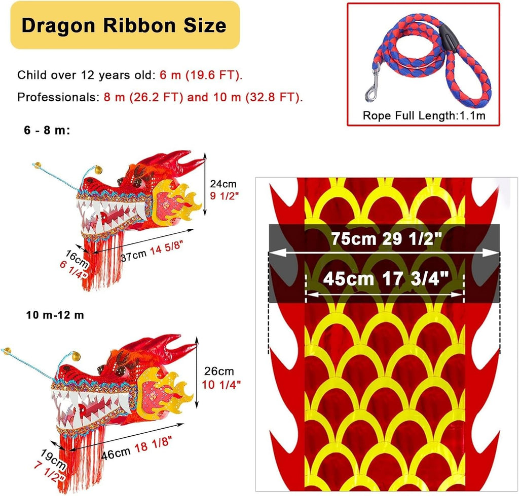 Dragon Poi Dragon Silk Ribbon Streamer/ Shaking Poi, Washable Chinese Exercise Streamere for Square New Year, Throw Fitness Performance Props , 6m/8m/10m/12m ( Color : ligjt grey , Size : 10 m/33ft lo