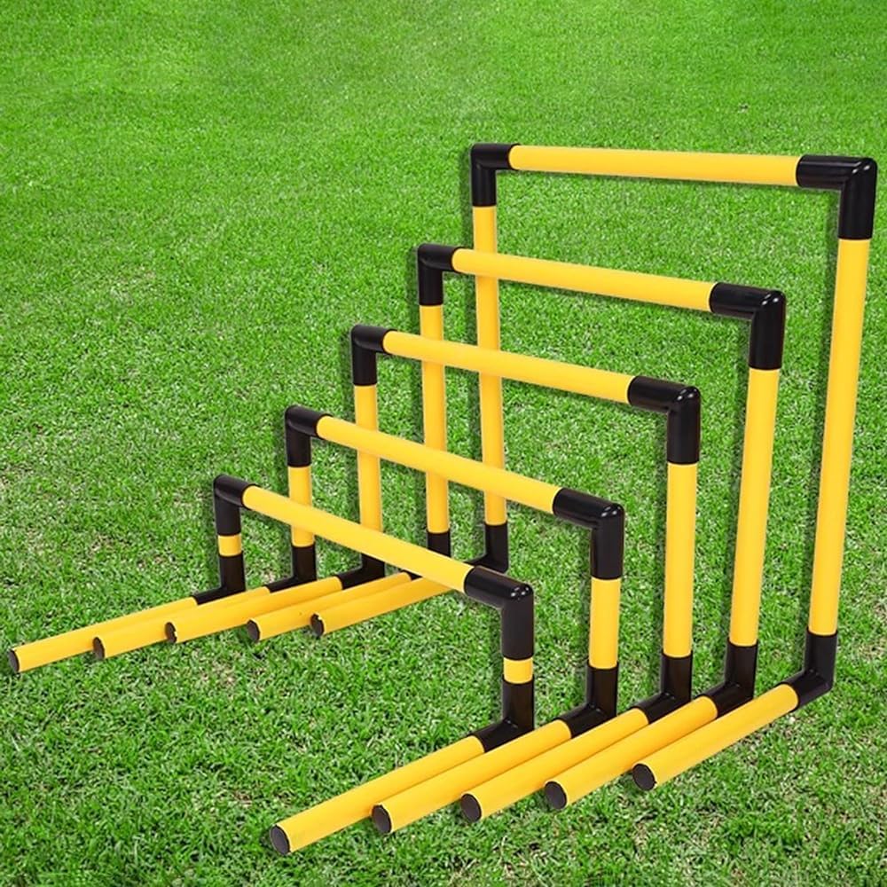 Kids Portable Hurdles Training Equipment - Plastic Soccer Agility Workout Trainer Kit, 5 Pack Different Height Hurdles, Track and Field Practice Kit(Color:Yellow)