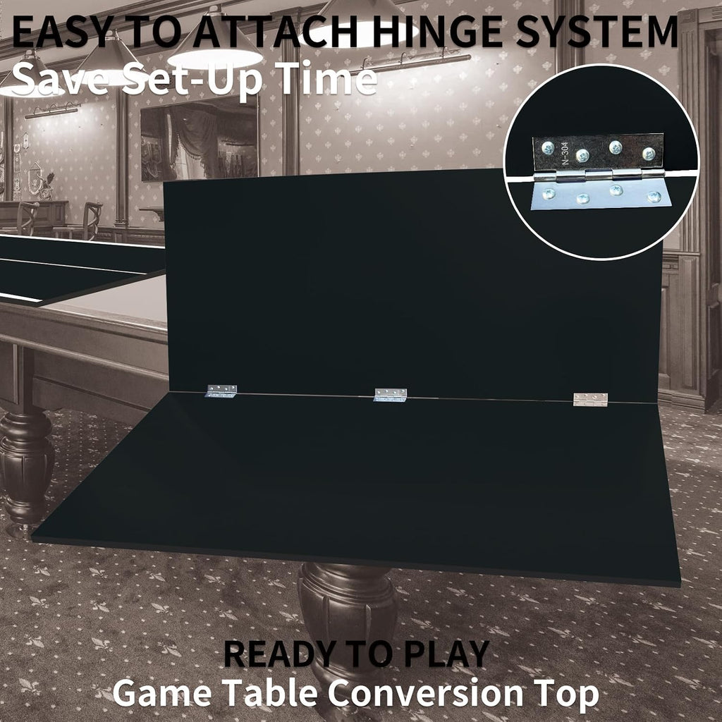 Foldable Ping Pong Table Top for Billiard Table, 6FT/7FT/8FT/9FT Table Tennis Table Topper for Pool Table, Indoor Outdoor Portable Table Tennis Conversion Top w/Net & Foam Padding
