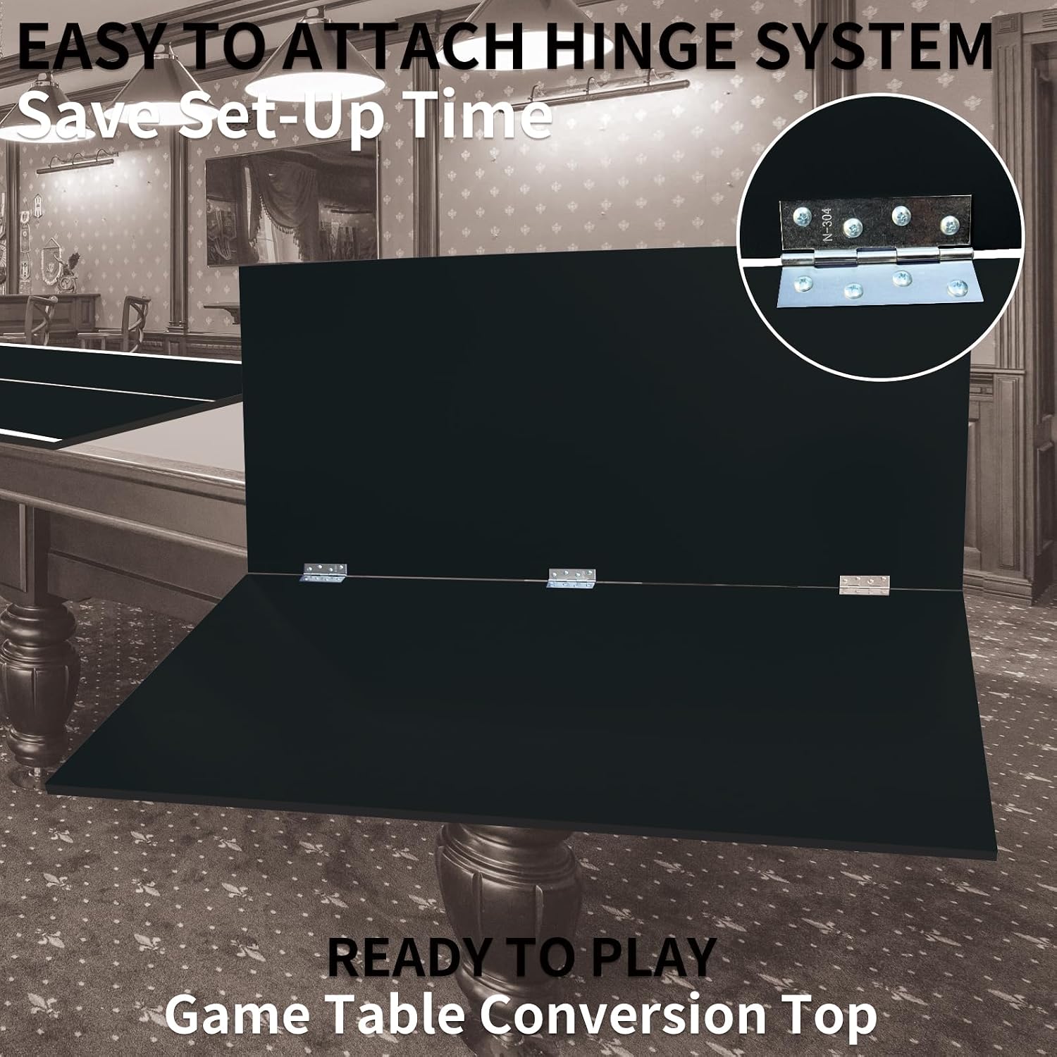 Foldable Ping Pong Table Top for Billiard Table, 6FT/7FT/8FT/9FT Table Tennis Table Topper for Pool Table, Indoor Outdoor Portable Table Tennis Conversion Top w/Net & Foam Padding