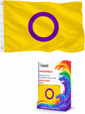 AGAS Intersex Pride Flag LGBTQ Pride 6x10 Ft - Double Sided 1 Ply 200D Nylon Brass Grommets Stitched Edges 100% Bleed Through Fade Resistant Indoor Outdoor