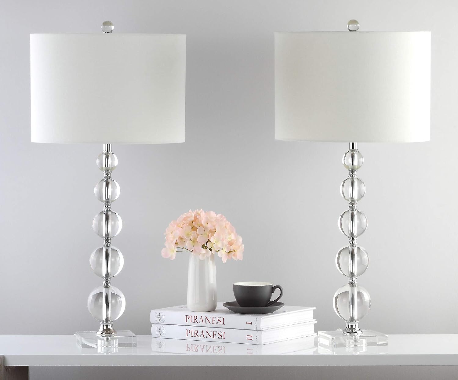 SAFAVIEH Lighting Collection – Set of 2 Liam Stacked Crystal Ball 29-Inch Table Lamps, LED Bulbs Included, Bedroom Living Room Home Office (LIT4112A-SET2)