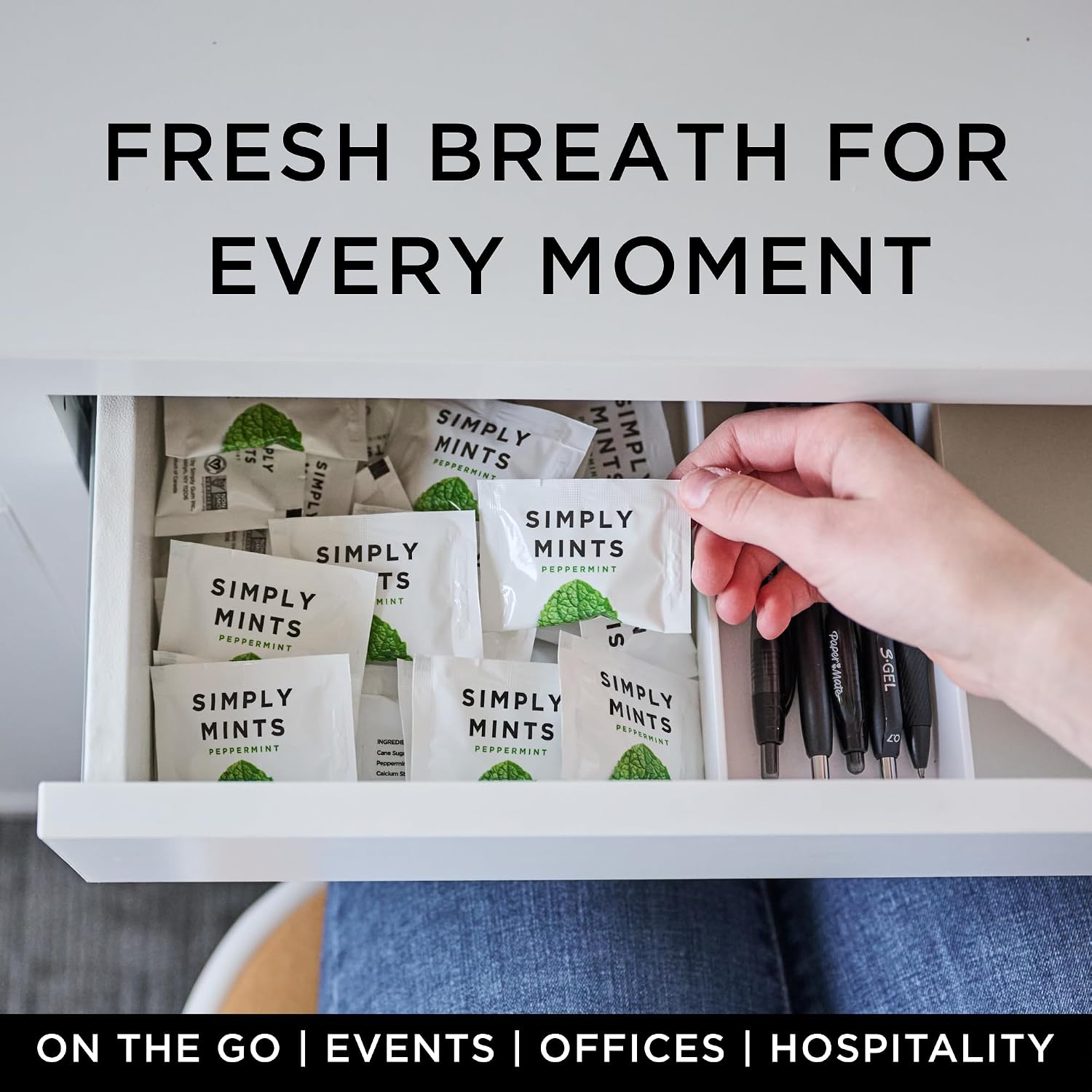 SIMPLY Peppermint Breath Mints, Individually Wrapped Breath Mints in Bulk, 500 Packets (2 per Packet), | Perfect for Office, School, Travel, Party Favors, Restaurants & Hospitality