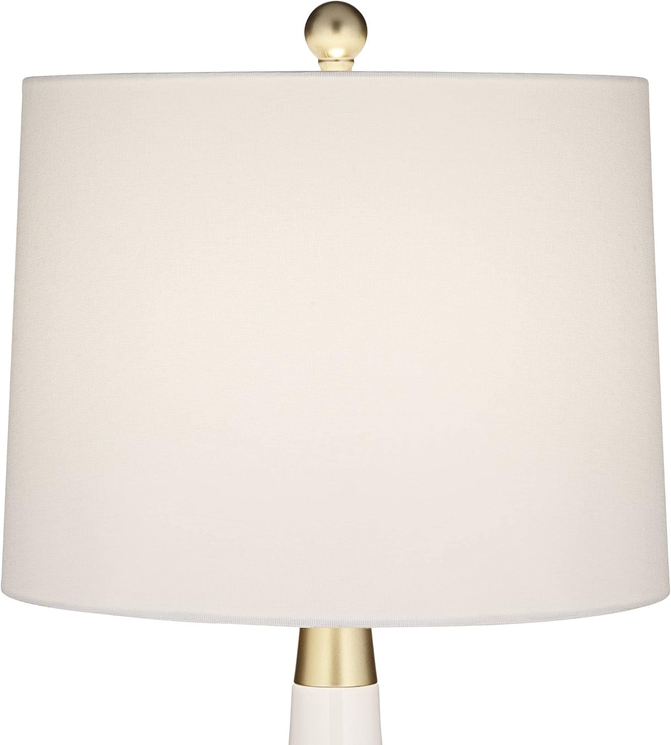 360 Lighting Nesbit 25' High Mid Century Modern Table Lamps Set of 2 USB Port White Gold Ceramic Metal Fabric Shade Living Room Charging Bedroom Bedside Nightstand House Office Home Reading Kitchen