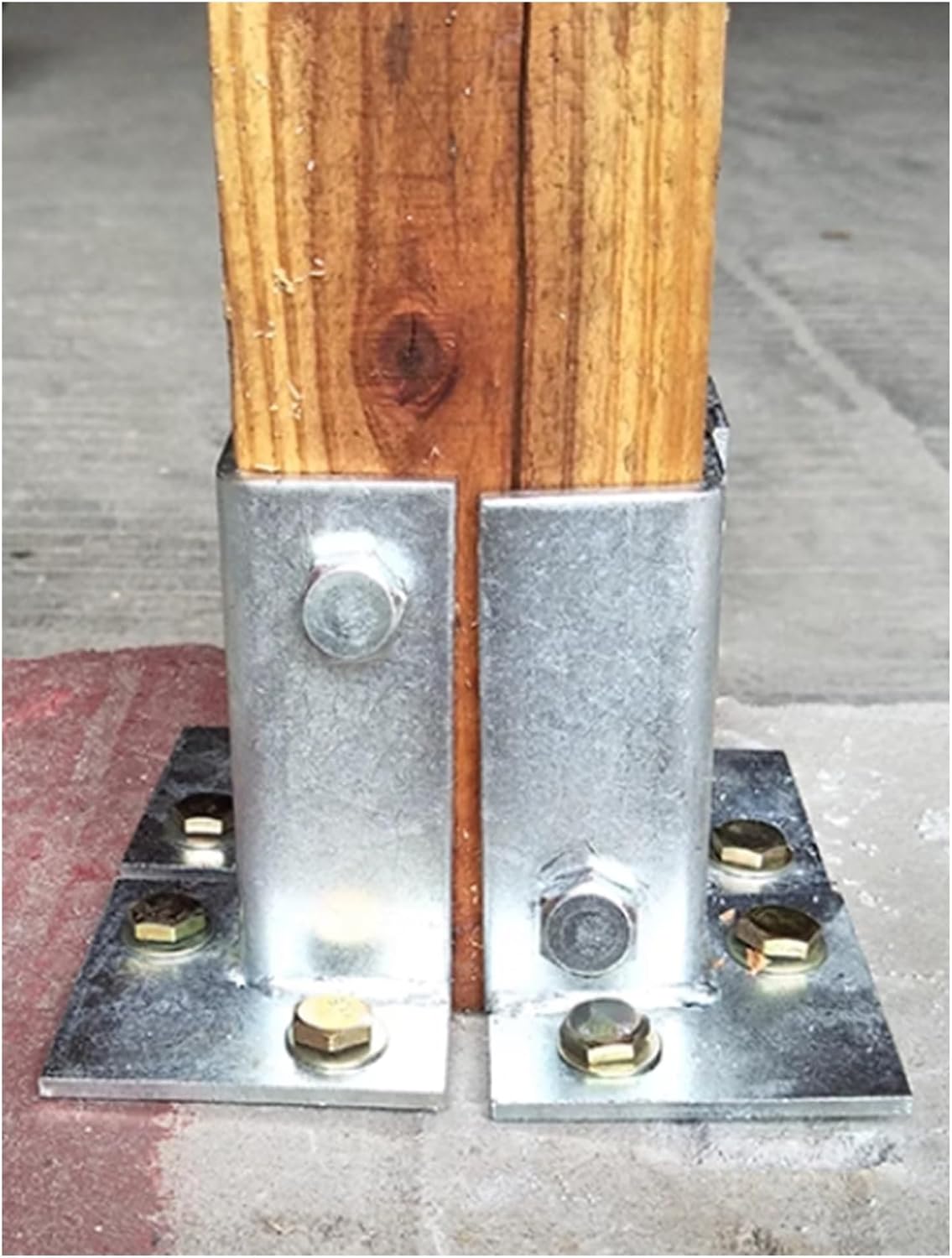 4Pcs Post Base Brackets,Adjustable Wood Fence Post Brackets,Post Anchor Base,Mailbox Railing Stand Base with Installation Kit