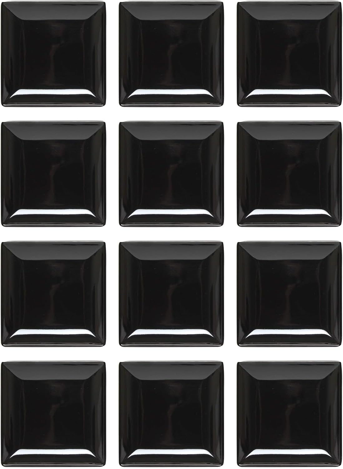 TrueCraftware- 10' x 10' Square Plate Classic Black Dinnerware Melamine Set of 12- Dishwasher Safe Reusable Dinner Plates Durable Lightweight Dinnerware for Dinner Dishes