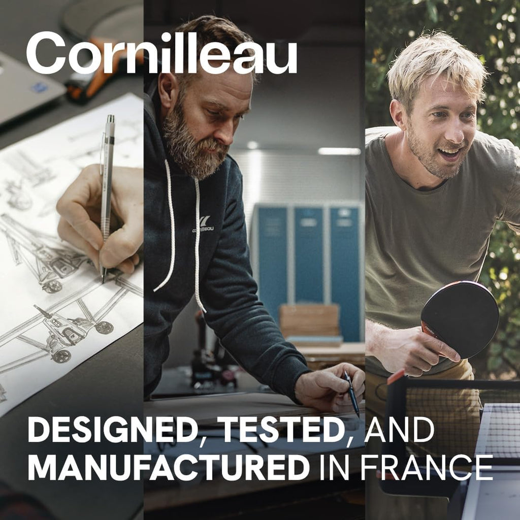 CORNILLEAU - 500X Outdoor Table Tennis Table - Folding & Compact - Weather and Schockproof - 6mm Laminate Top - Point Counters - Corner Protection Pads - Blue or Black