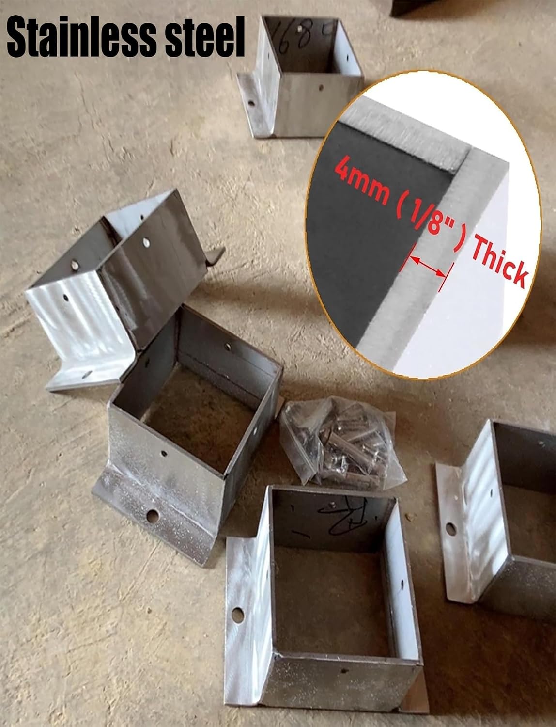 Square Column Base,Pergola Brackets Kit,Adjustable Post Base for Deck Railing,Wooden Fence,Handrails,Porch, Mailbox,Concrete Floor Mounting,Height 8cm(11.5x11.5x8cm/4.5x4.5x3.1in)