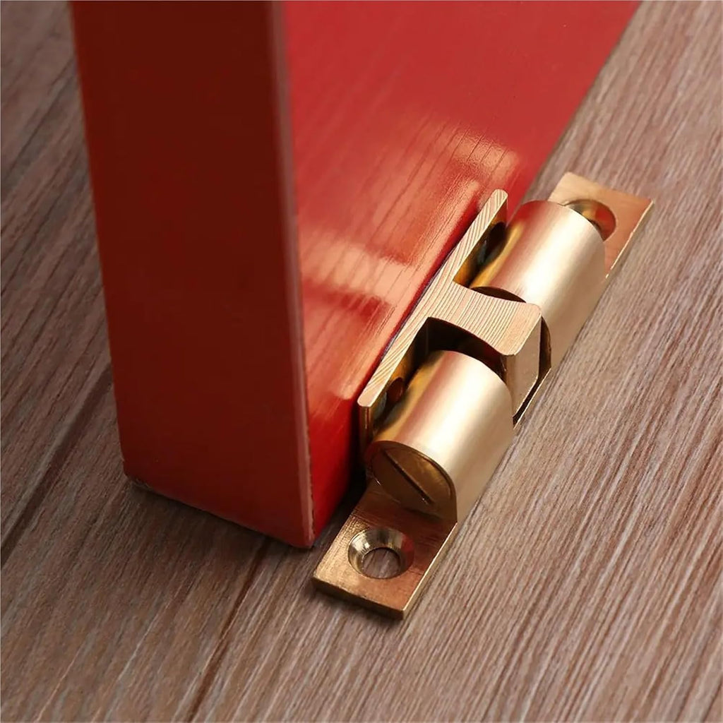 Sliding Door Lock, Door Catch 50pcs Switch Closer Screws Brass Cupboard Lock Buckle Damper Buffer Wardrobe Stopper(60mm)