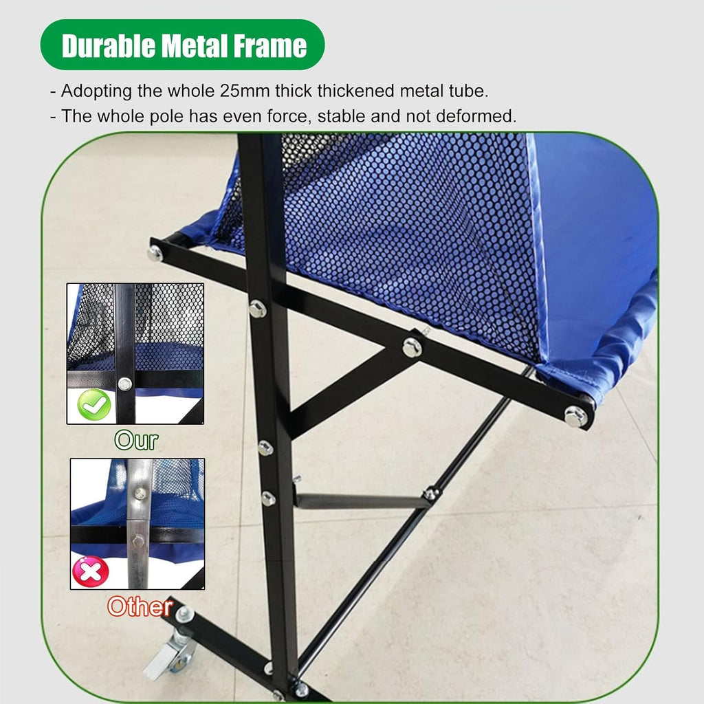 Adults & Kids Training Table Tennis Ball Catcher Net, Movable Ping Pong Practice Collection System for Ball Shooters Multi-Ball Drills and Serve Practice, Metal Frame Recycle Catching Equipment