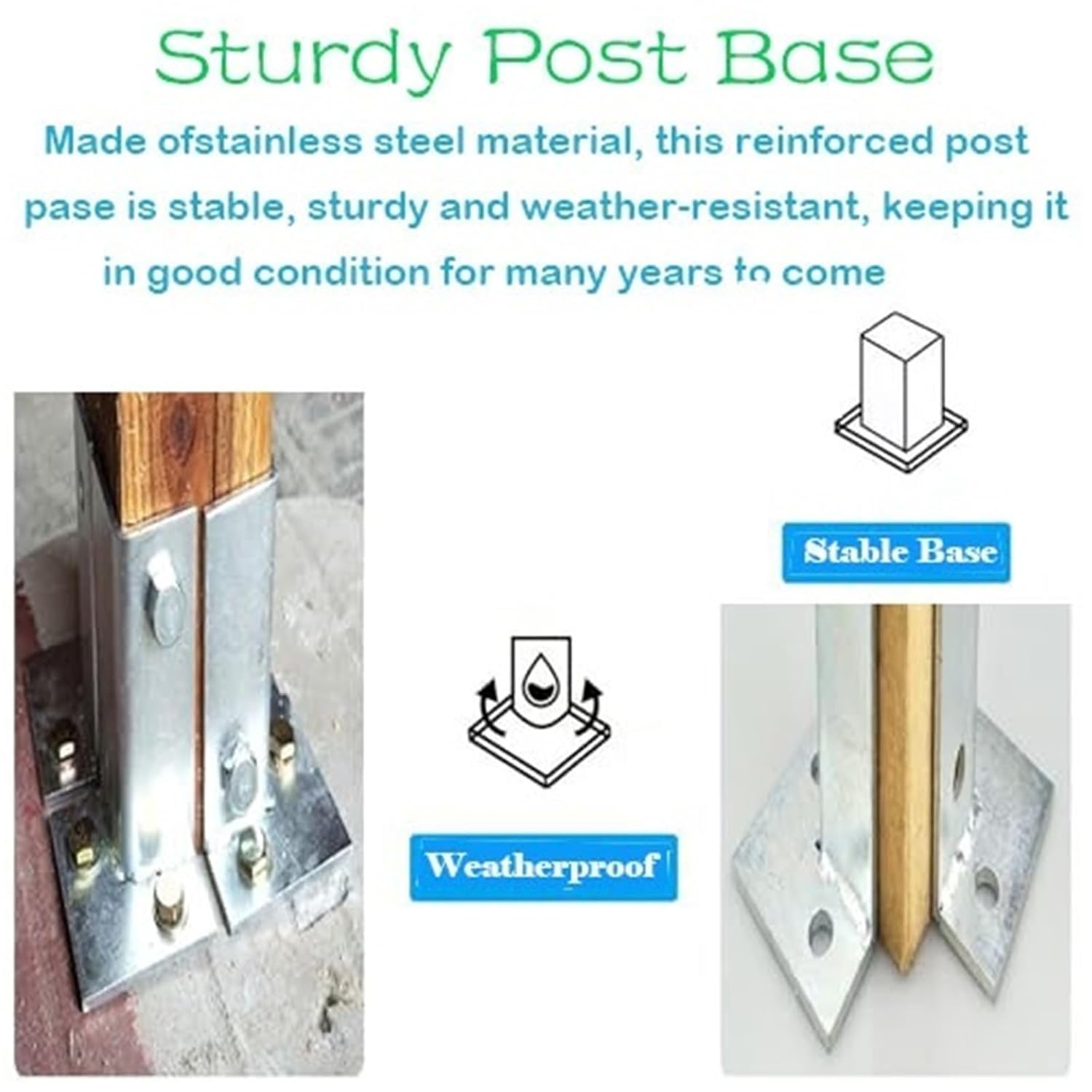 Adjustable Stand Alone Post Anchor Bracket, Silver Cement Post Base Pergola Kit, Wood Post Deck Mount for Railing Wood Post/Deck Railing/Fence Kit(12 pcs)