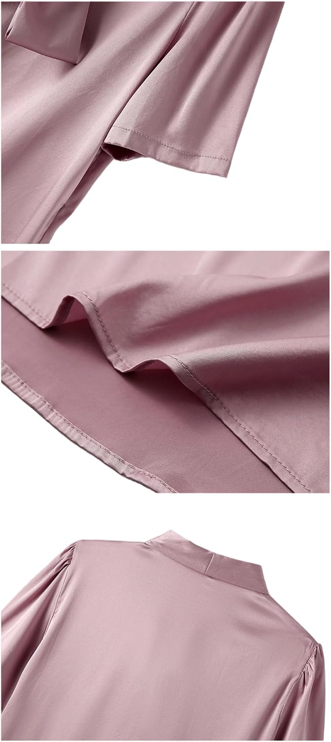 Women's Short-Sleeved Silk Shirt Summer Business Elegant Streamer Top