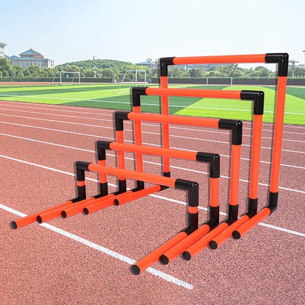 Kids Portable Hurdles Training Equipment - Plastic Soccer Agility Workout Trainer Kit, 5 Pack Different Height Hurdles, Track and Field Practice Kit(Color:red)