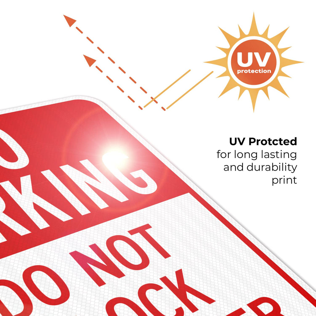 No Parking Do Not Block Dumpster Sign, 18x24 Inches, 3M EGP Reflective with Post & Cast Iron Base Stand Set Made in USA by Sigo Signs