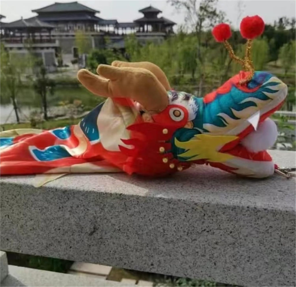 Chinese Dragon Costume Spinning Ribbons Silk Dragon Dance Poi Square Streamer Fitness Swing Dragon Ribbons Lion Dance Costume